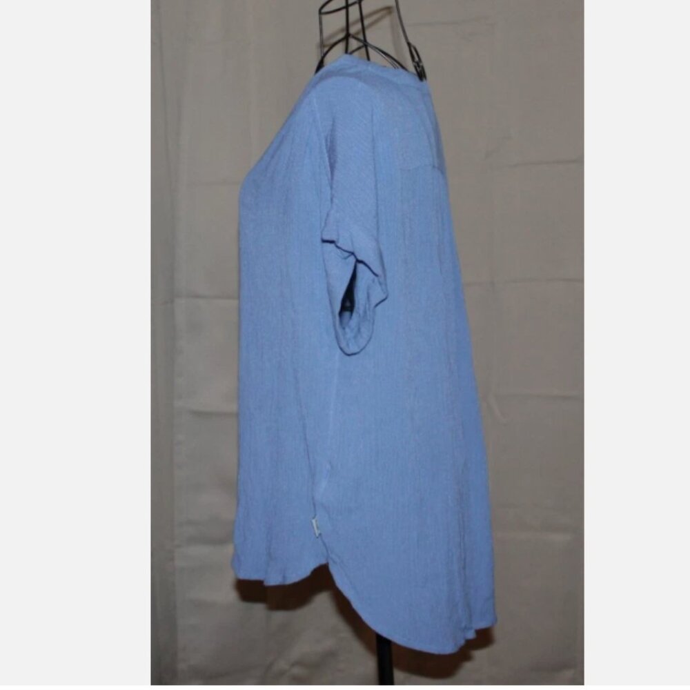 Orvis Blue Blouse Short Sleeve Button Front Shirt Oversize S fits like M/L NWT - Picture 3 of 4